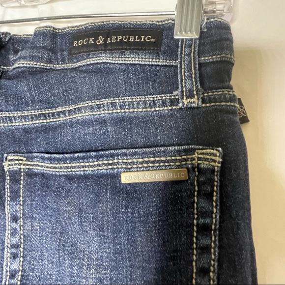 Rock & Republic Kasandra Ankle Spike Embellished Dark Wash Stretch Jeans 6M - Picture 9 of 11